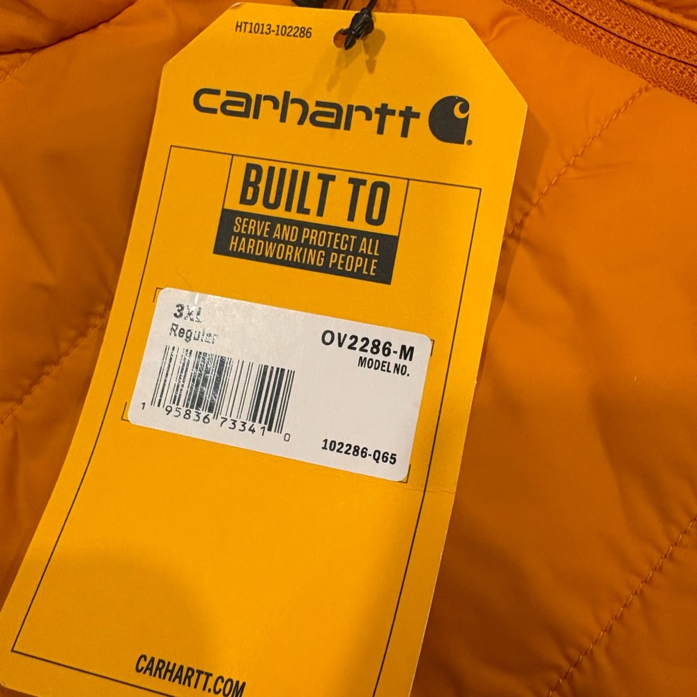 NWT Carhartt Rain Defender Insulated Vest Orange 3XL Relaxed Fit Workwear - Picture 14 of 14